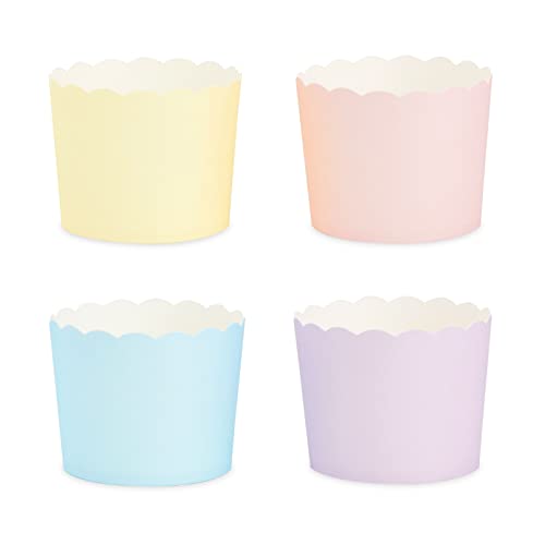 BLUE PANDA 48 Pack Pastel Cupcake Liners Wrappers, Rainbow Color Muffin Paper Baking Cup for Birthday Party