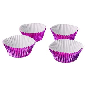 200 Pack Magenta Foil Cupcake Liners for Baking, Standard Size Metallic Cups for Muffins (2 x 1 In)