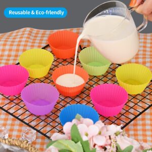 30 PACK Silicone Cupcake Baking Cups, Muffin Liners, Reusable & Non-stick Muffin Cupcake Liners Holders Set for Party Christmas Bakery Molds Supplies