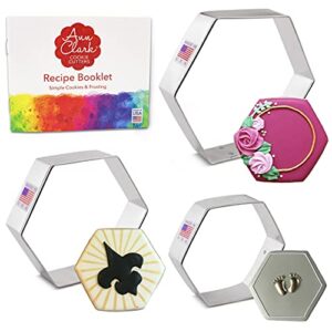 hexagon shapes cookie cutters 3-pc. set made in the usa by ann clark, 3", 3.5", 3.75"