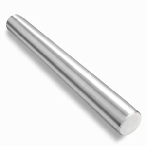 checkered chef stainless steel french rolling pin, metal rolling pin for baking, pasta, fondant, cookies, pizza and dough. dishwasher safe.