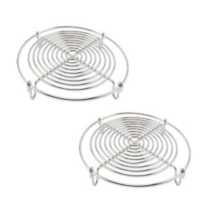 round steamer rack and cooling rack,wire steamer kettle rack holder fit for all pots pans up,stainless steel for cooking 5-inches (2)