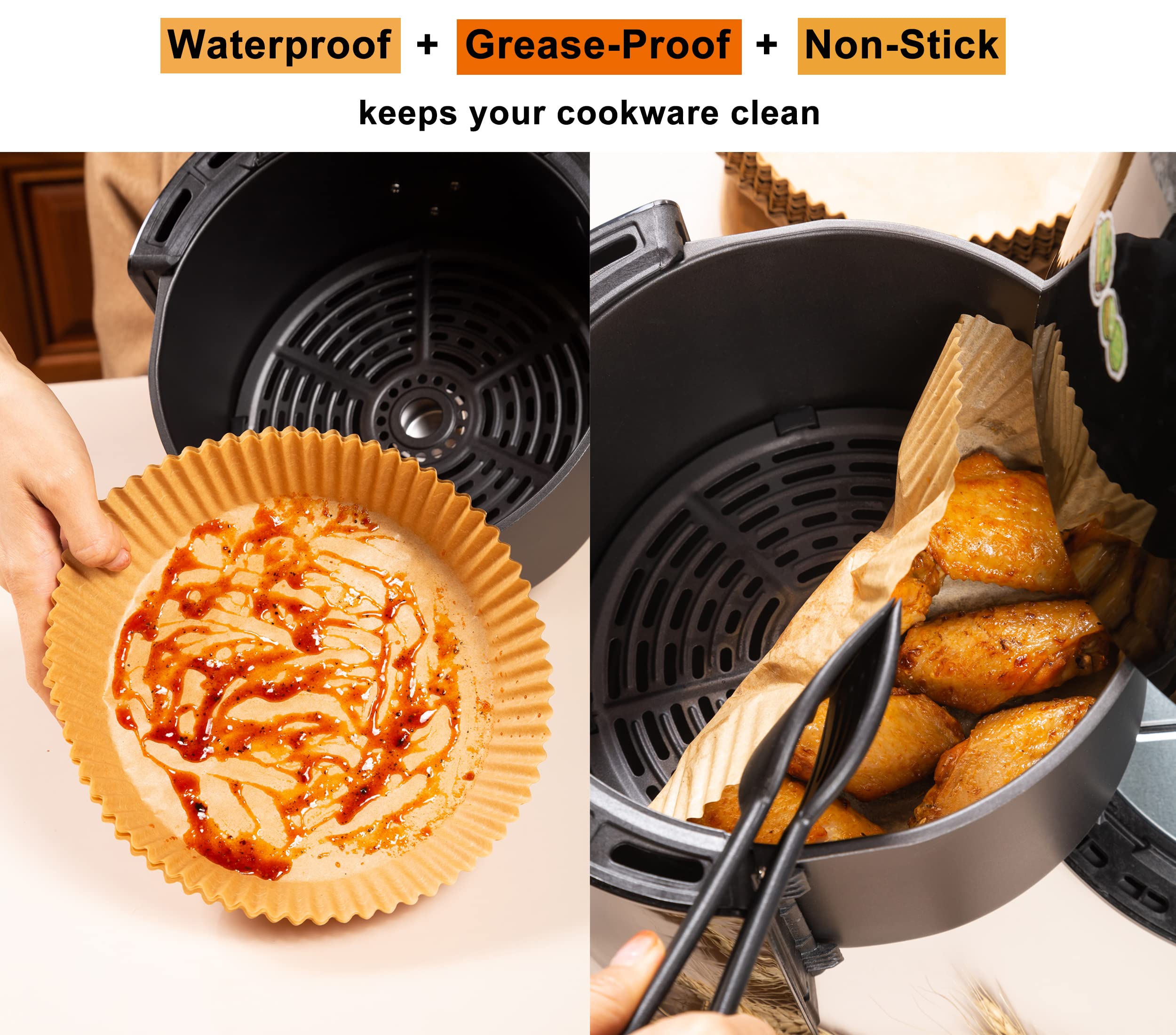 MadMedic Air Fryer Liners Disposable 6 in 8 in 9 in Air Fryer Paper Liner 7.9 Inch Rounded Nonstick Parchment Paper Oil Proof Air Fryer Paper Liners for 4Qt to 8 Qt Ninja Air Fryer AF101 AF150 AF161