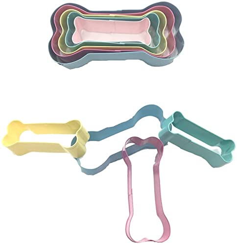 Yonisun 5 In 1 Stainless Steel Metal Dog Bone Shape Cookie Cutter Set Colorful