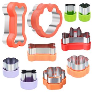 dog cookie cutter set, 10pcs, dog bone and dog paw print cookie mold for homemade treats - stainless steel cookie cutter molds for kids suitable for cakes and cookies (assorted sizes)