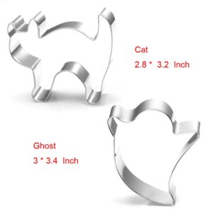 Halloween Cookie Cutters Set Large - Witch's Hat, Pumpkin, Ghost, Bat and Cat Cutter Stainless Steel