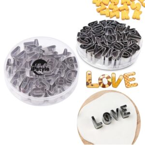 iPstyle Alphabet Cookie Cutters Cake Letters Set of 26 Pieces Stainless Steel Christmas/Holiday Molds Tools for Fondant Biscuit, Cake, Fruit, Vegetables, or Dough Cut