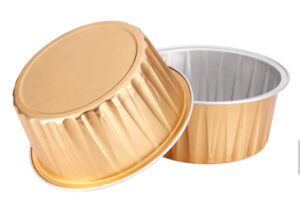 keisen 3 2/5" 4oz 120ml 100/pk disposable aluminum foil cups for muffin cupcake baking bake utility ramekin cup gold