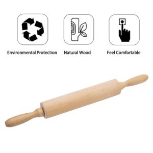 Classic Wood Rolling Pin for Baking - Professional Dough Roller with Handle, Essential Wooden Tool for Making Cookie, Fondant, Pizza, Pastry, Pie, Bread, Tortilla, Pasta, etc.