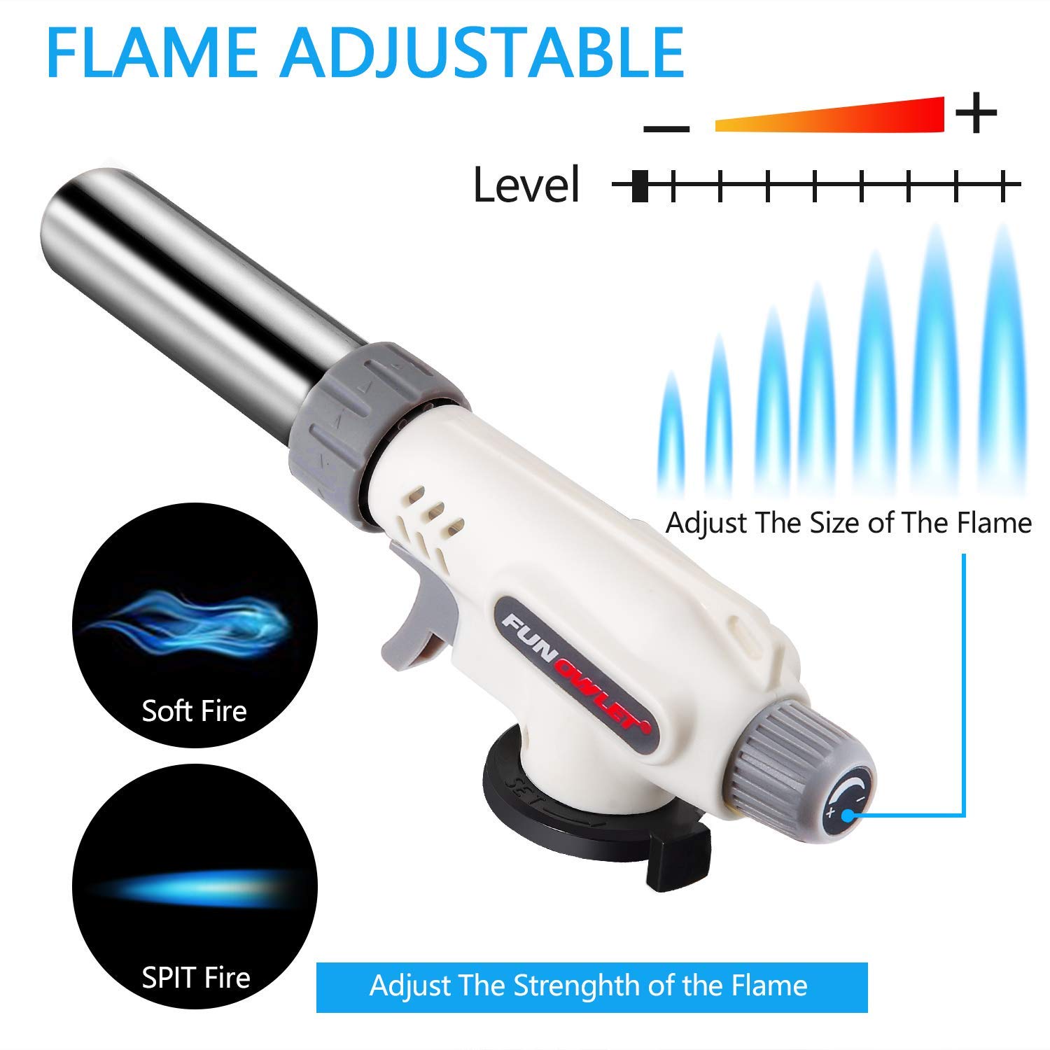 2 Pack Butane Torch Kitchen Blow Lighter, Culinary Torches Head Professional Chef Cooking Adjustable Flame For Sous Vide, Creme Brulee, Baking, BBQ (Butane Gas Not Included)