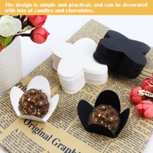 LNQ LUNIQI 200Pcs Truffle Liners Truffle Cups Truffle Wrappers Paper Candy Cups Baking Cups Dessert Cups Cupcake Cups for Bridal Shower Baby Shower Birthday Party Wedding（White&Black）