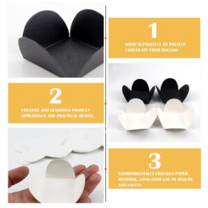 LNQ LUNIQI 200Pcs Truffle Liners Truffle Cups Truffle Wrappers Paper Candy Cups Baking Cups Dessert Cups Cupcake Cups for Bridal Shower Baby Shower Birthday Party Wedding（White&Black）