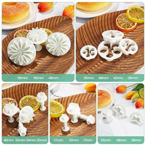 NUOMI Cookie Mold Presses Mooncake Mold Fondant Stamps with Cookie Cutters Set of 33 Small Pastry Molds