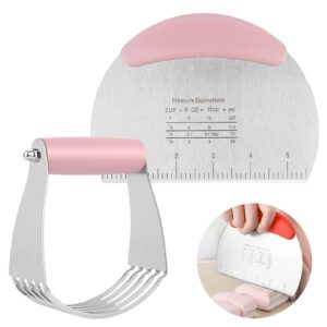 pastry cutter and dough blender stainless steel pastry blender biscuit cutter for baking (pink)