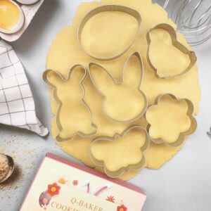 Easter Cookie Cutters, 6 PCS Chick Carrot Egg Flower Bunny Rabbite Butterfly Cookie Cutter Stainless Steel Biscuit Cutters Holiday Themed Cutter