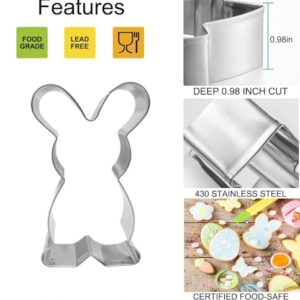Easter Cookie Cutters, 6 PCS Chick Carrot Egg Flower Bunny Rabbite Butterfly Cookie Cutter Stainless Steel Biscuit Cutters Holiday Themed Cutter