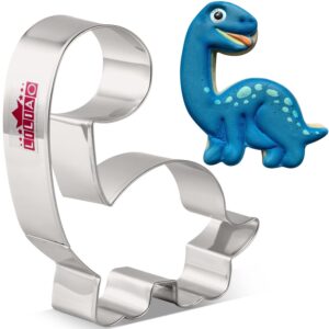 liliao brontosaurus cookie cutter cute dinosaur biscuit and fondant cutters for kids - 3.7 x 4.1 inches - stainless steel