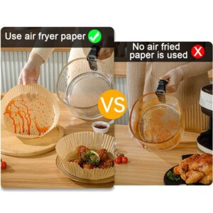 Rasfihip Air Fryer Disposable Paper Liners, Square 100 Pieces, 6.3 Inch, Raw Wood Pulp,Baking Paper Waterproof and Oil Proof(6.3 Inch)