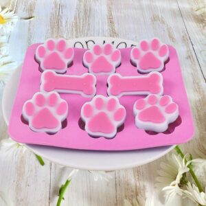 Shxmlf Dog Baking Supplies, Dog Treat Silicone Molds,Stainless Steel Puppy Paw Bone House Cookie Cutters, with 100 Pieces Dog treat bags for Homemade Chocolate, Candy, Jelly, Ice Cube, Doggie Treats