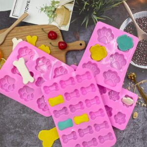 Shxmlf Dog Baking Supplies, Dog Treat Silicone Molds,Stainless Steel Puppy Paw Bone House Cookie Cutters, with 100 Pieces Dog treat bags for Homemade Chocolate, Candy, Jelly, Ice Cube, Doggie Treats