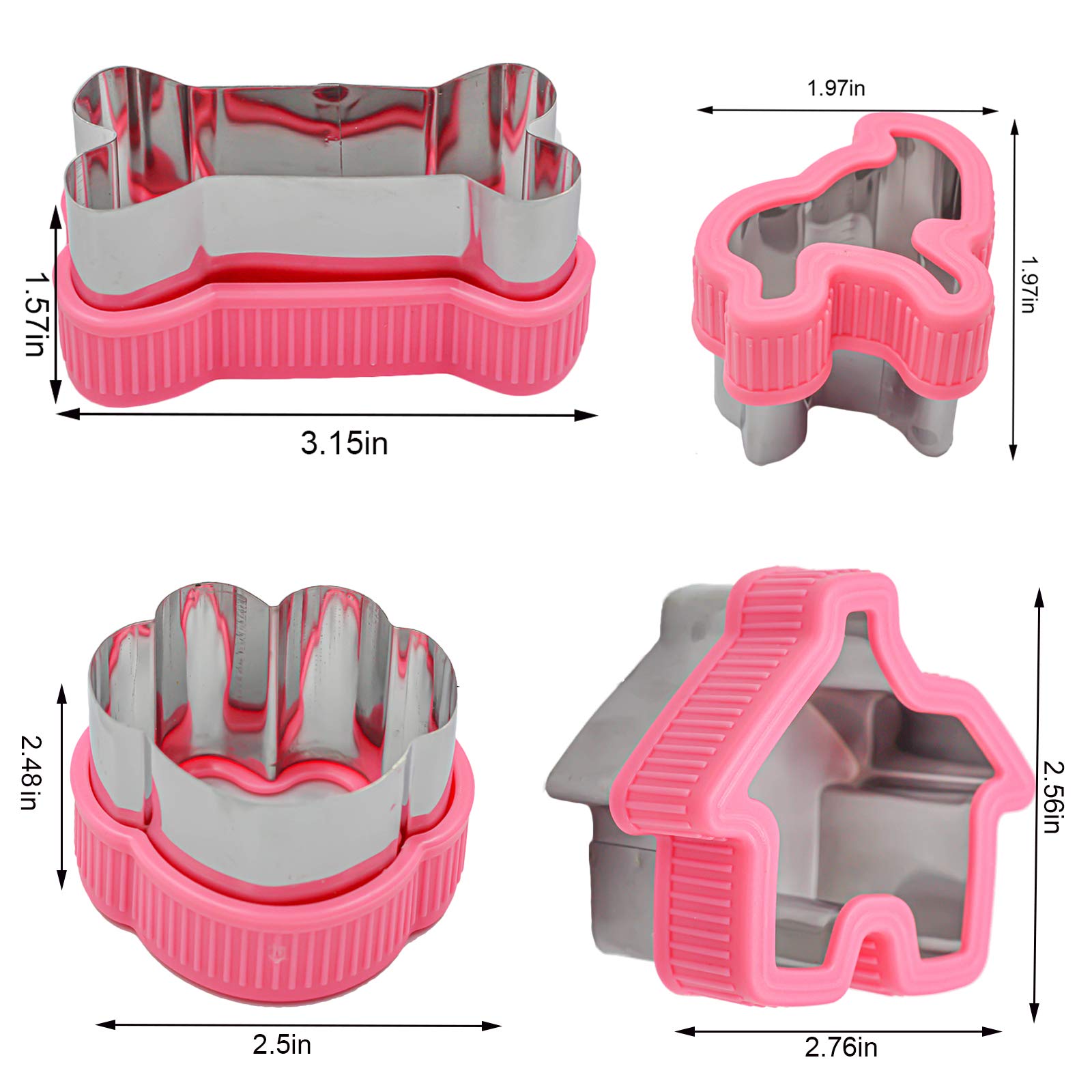 Shxmlf Dog Baking Supplies, Dog Treat Silicone Molds,Stainless Steel Puppy Paw Bone House Cookie Cutters, with 100 Pieces Dog treat bags for Homemade Chocolate, Candy, Jelly, Ice Cube, Doggie Treats