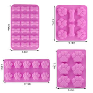 Shxmlf Dog Baking Supplies, Dog Treat Silicone Molds,Stainless Steel Puppy Paw Bone House Cookie Cutters, with 100 Pieces Dog treat bags for Homemade Chocolate, Candy, Jelly, Ice Cube, Doggie Treats