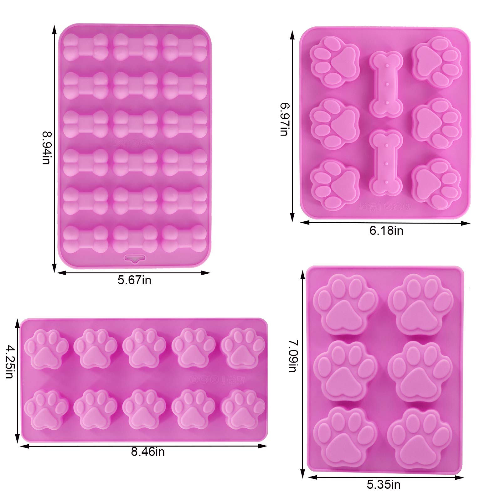 Shxmlf Dog Baking Supplies, Dog Treat Silicone Molds,Stainless Steel Puppy Paw Bone House Cookie Cutters, with 100 Pieces Dog treat bags for Homemade Chocolate, Candy, Jelly, Ice Cube, Doggie Treats