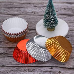 Onwon 300 Count Foil Metallic Cupcake Liners Muffin Paper Case Baking Cups Standard Sized Multicolor, Gold, Silver and Red