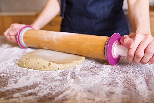 Bakelicious Adjustable Rolling Pin, Wood and Nylon, 12-Inch Barrel