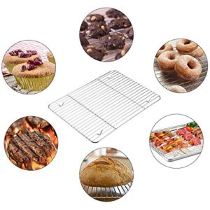 TeamFar Cooling Rack, Baking Roasting Rack Stainless Steel for Baking Sheet Oven Pan, Healthy & Rust Free, Mirror Finish & Dishwasher Safe - Set of 2(15 inch & 11 inch)