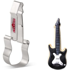 liliao small electric guitar cookie cutter music rock and roll biscuit fondant cutter - 1.6 x 4.6 inches - stainless steel