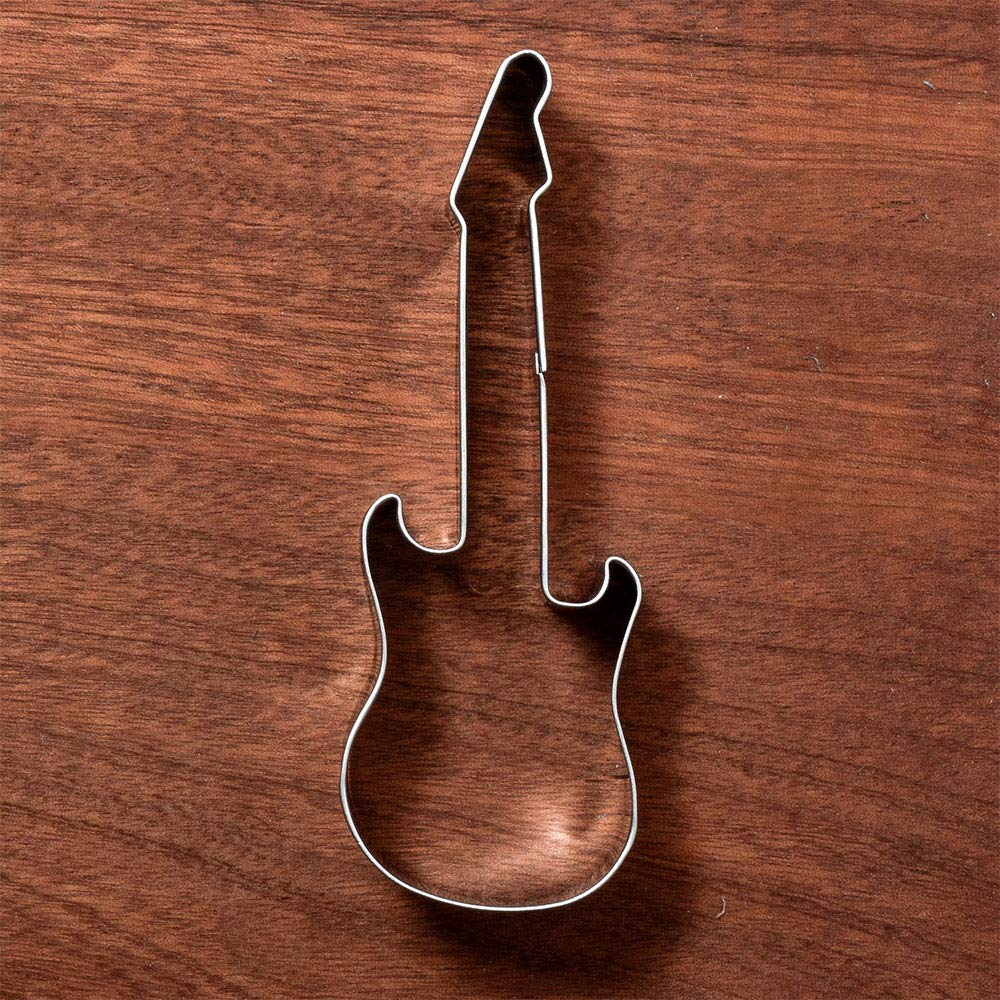 LILIAO Small Electric Guitar Cookie Cutter Music Rock and Roll Biscuit Fondant Cutter - 1.6 x 4.6 inches - Stainless Steel