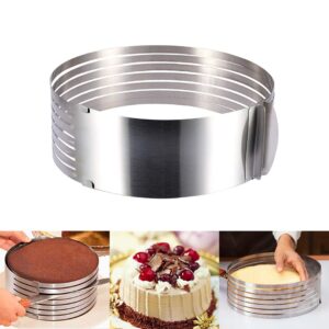 meichu multi layer cake slicer adjustable, 7-layer cake cutter, 6-8 inch stainless steel cake slicer leveler