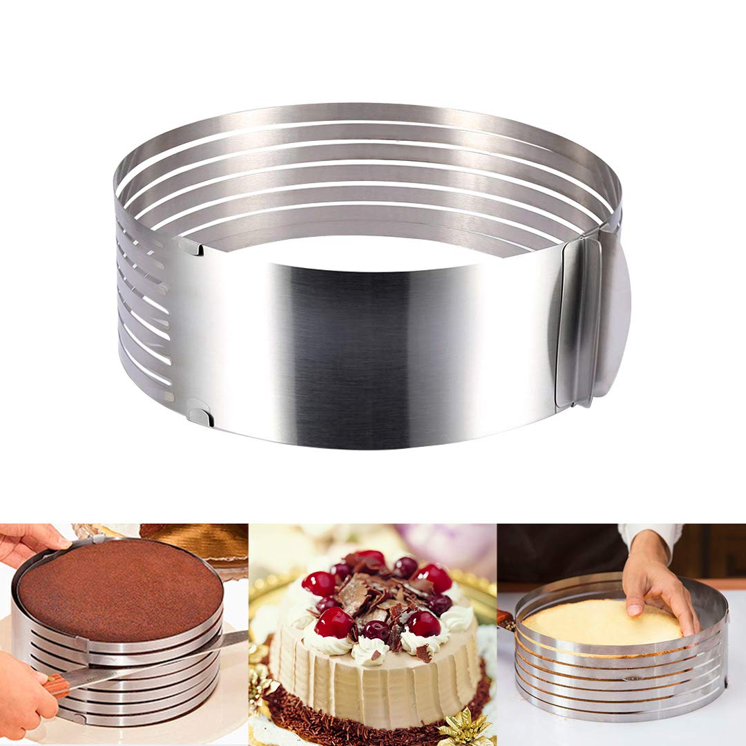 Meichu Multi Layer Cake Slicer Adjustable, 7-Layer Cake Cutter, 6-8 Inch Stainless Steel Cake Slicer Leveler