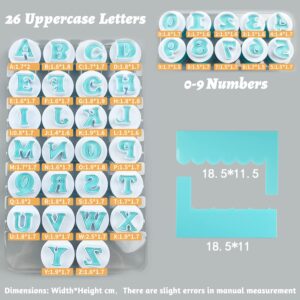 38 Pieces Alphabet & Numbers Fondant Letter Cutters, Fondant Letter Stamp, Cake Biscuit Mold Tools - Upper Case Numbers Shape DIY Alphabet Cookie Cutters with 2 Cake Scraper