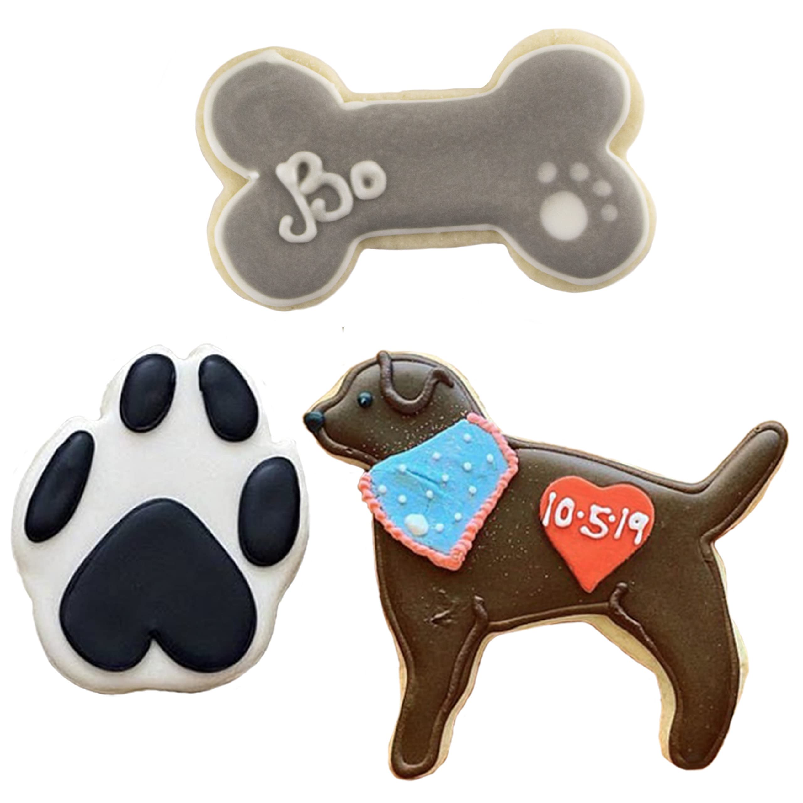Dog Cookie Cutters 3-Pc Set Made in USA by Ann Clark, Labrador Dog, Paw Print, Dog Bone