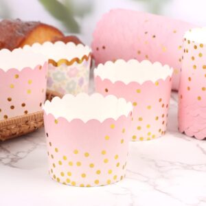 50 Pcs Paper Baking Cups 4.7 oz Cupcake Liners Oven-safe Muffin Cupcake Cups Liners Non-stick Baking Ramekin Holders Little Pudding Cups, Cupcake Tip Pan Holders for Wedding Birthday Party