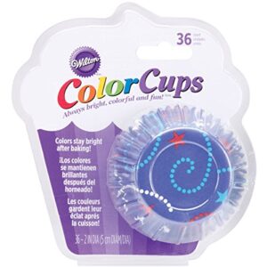 wilton colorcups blue celebrate standard baking cups, 36 count