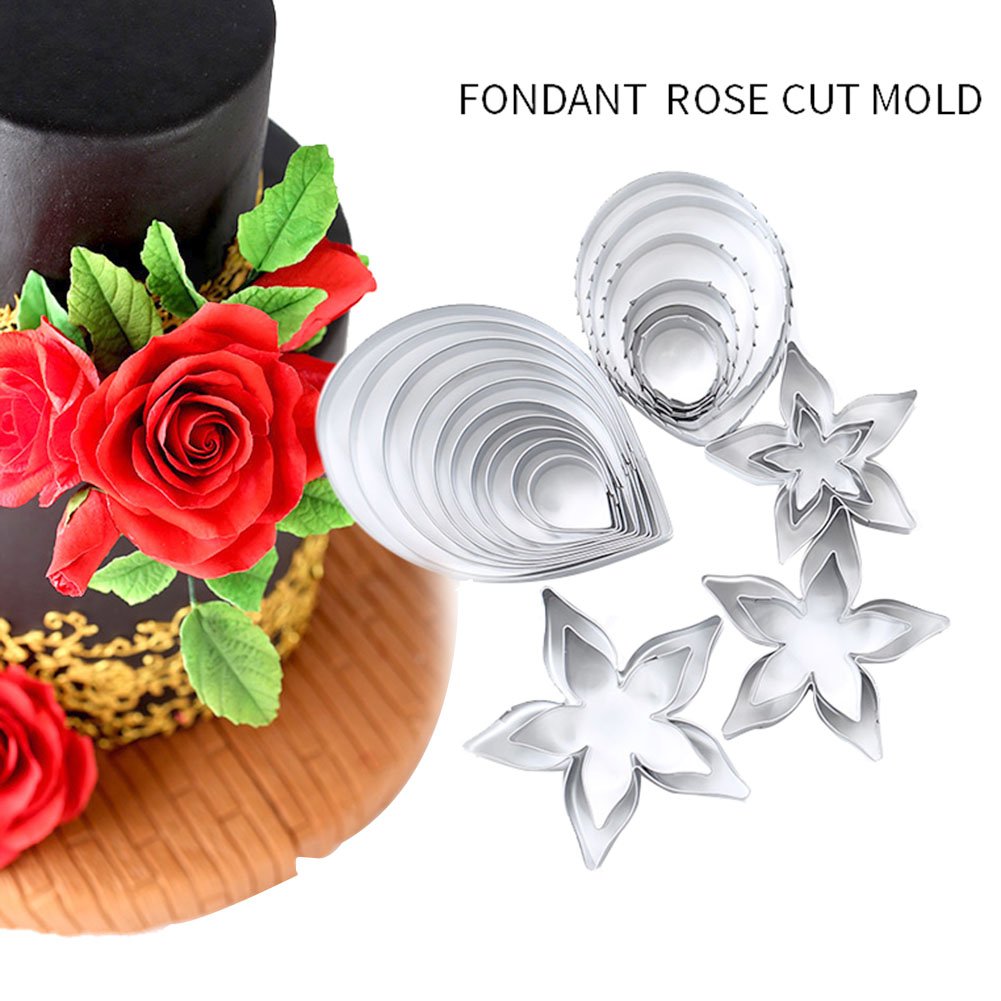 KALAIEN 23pcs/set Rose Petal Cutter Set Gum Paste Fondant Cake Cutters kitchen Supplies Baking Mould