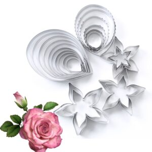 KALAIEN 23pcs/set Rose Petal Cutter Set Gum Paste Fondant Cake Cutters kitchen Supplies Baking Mould