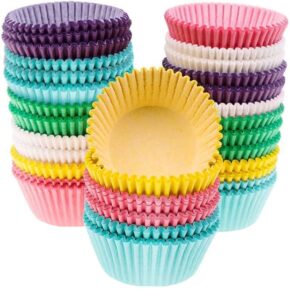 dtzzou colorful paper baking cups, rainbow cupcake liners disposable cupcake wrappers for holiday and party baking supplies 600 count