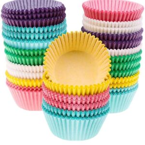 Dtzzou Colorful Paper Baking Cups, Rainbow Cupcake Liners Disposable Cupcake Wrappers for Holiday and Party Baking Supplies 600 Count