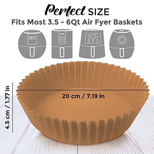 100Pcs Air Fryer Disposable Paper Liners, Free 7" Tongs. Non-Stick, Water Proof Air Fryer Paper Liners. Easy clean up. Roasting, Baking, Steaming. Air Fryer Parchment Paper for Air Fryers Fit 3.5-6Qt