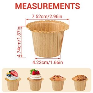 Suice Paper Cupcake Liners 50pcs, Disposable Muffin Baking Cups Natural Color Parchment Cupcake Liners Holiday Cupcake Wrappers Mini Cupcake Cups for Wedding Party Serving, Birthday Desserts,Gathering