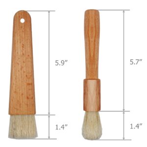 EIKS 2 Sets Natural Bristles with Wooden Handle Pastry Brushes for Basting Spreading Butter Oil Barbecue Baking Kitchen Cooking