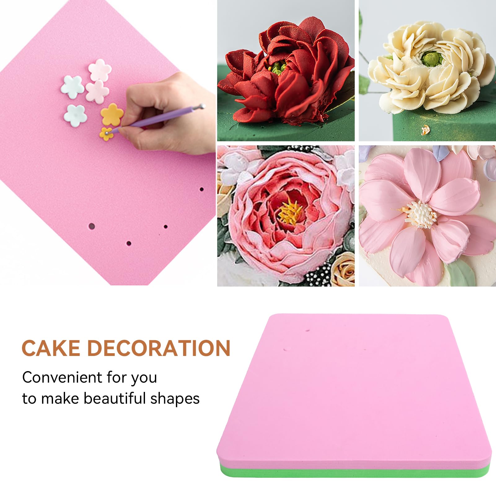 Fondant Cake Foam Pad, Fondant Foam Pad 5 Holes Silicone Sponge Mat Paste Fondant Cake Flower Drying Mat Modeling Tool Flower Mat for Fondant (1 Piece)