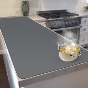 silicone mats for kitchen counter, 46.8''x23.2'' large heat resistant mat, countertop protector | placemat | craft mat | baking mat - heavy duty, waterproof, no creases, no odor (grey) (grey)