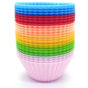 silicone cupcake liners 24pcs,reusable non-stick muffin cup cake molds standard,baking cup liners,6 colors to choose from