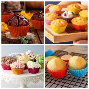 Silicone Cupcake Liners 24PCS,Reusable Non-Stick Muffin Cup Cake Molds Standard,Baking Cup Liners,6 Colors to Choose from