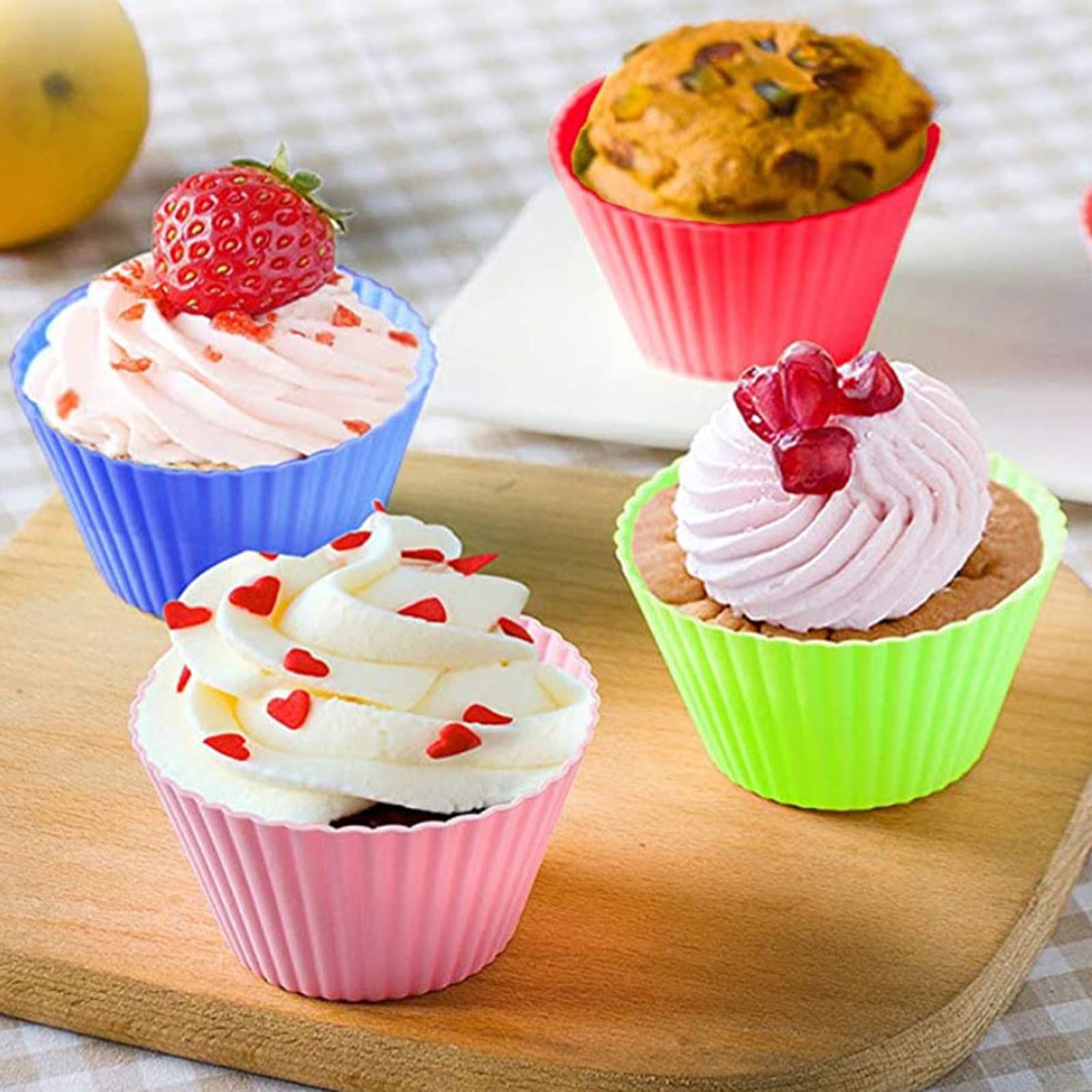 Silicone Cupcake Liners 24PCS,Reusable Non-Stick Muffin Cup Cake Molds Standard,Baking Cup Liners,6 Colors to Choose from